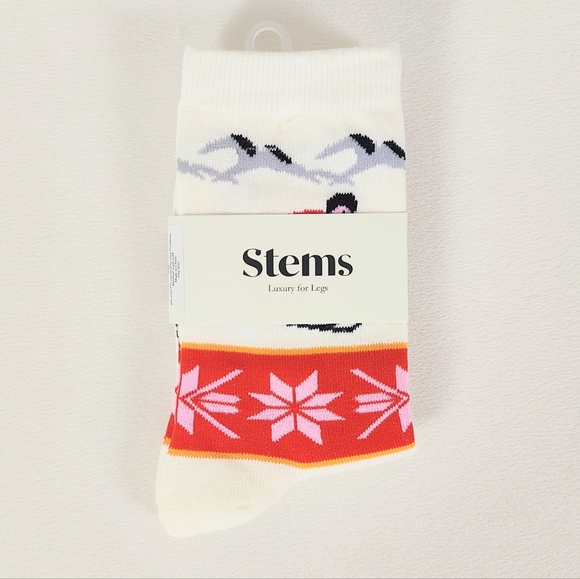 Stems Women's Socks One Size Ski Wool Blend Ankle Socks Ivory Snow Warm Gift New - Picture 1 of 4
